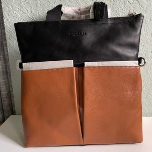 Coach Foldover Tote Smooth Leather # F71722
BLACK/SADDLE